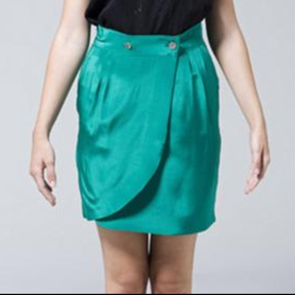 Rag & Bone Green Silk Wrap Petal Skirt Size 25
